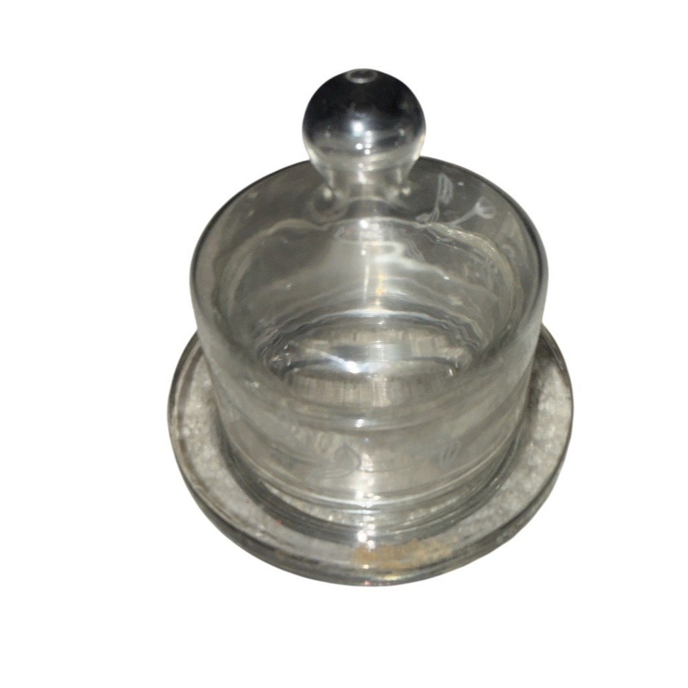 Princess House Mini Clear Butter Dish w/ Lid &‎ Underplate Round Cloche 3pc